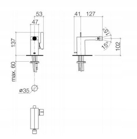 Dornbracht Symetrics Bateria bidetowa chrom 33600985-00 Dornbracht Symetrics Bateria bidetowa chrom 33600985-00