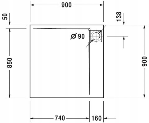 Duravit brodzik P3 Comforts 90x90cm Prawy Duravit brodzik P3 Comforts 90x90cm Prawy