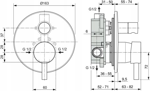 Ideal Standard CERALINE bateria podtynkowa chrom A6939AA Ideal Standard CERALINE bateria podtynkowa chrom A6939AA