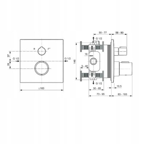 Ideal Standard Ceratherm C100 Zestaw Natryskowy Termostatyczny A7572AA Ideal Standard Ceratherm C100 Zestaw Natryskowy Termostatyczny A7572AA