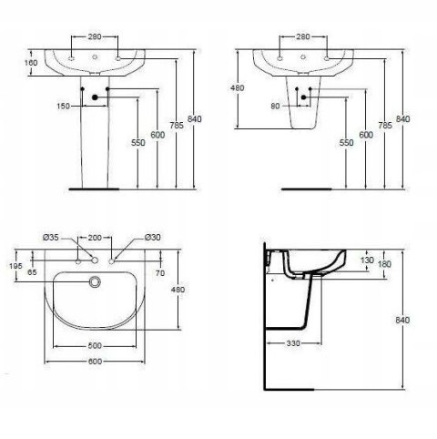 Ideal Standard Playa umywalka 60 cm J491401 Ideal Standard Playa umywalka 60 cm J491401
