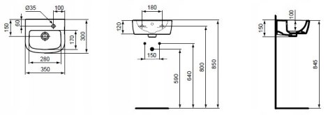 Ideal Standard Tempo Umywalka wisząca 35cm T056801 Ideal Standard Tempo Umywalka wisząca 35cm T056801