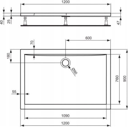 Ideal Standard Ultra Flat Brodzik 120x90cm K518301 Ideal Standard Ultra Flat Brodzik 120x90cm K518301