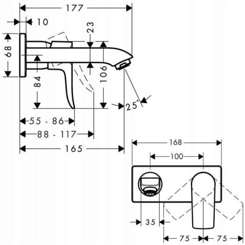 Bateria umywalkowa ścienna Hansgrohe Metris chrom Bateria umywalkowa ścienna Hansgrohe Metris chrom