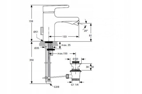 IDEAL STANDARD Attitude bateria bidetowa A4602AA IDEAL STANDARD Attitude bateria bidetowa A4602AA