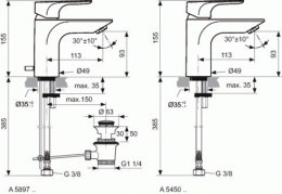 IDEAL STANDARD Strada bateria umywalkowa A5450AA