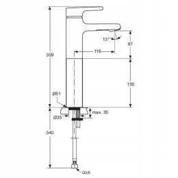 IDEAL STANDARD Wysoka Bateria umywalkowa A4600AA