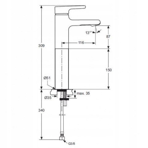 IDEAL STANDARD Wysoka Bateria umywalkowa A4600AA IDEAL STANDARD Wysoka Bateria umywalkowa A4600AA