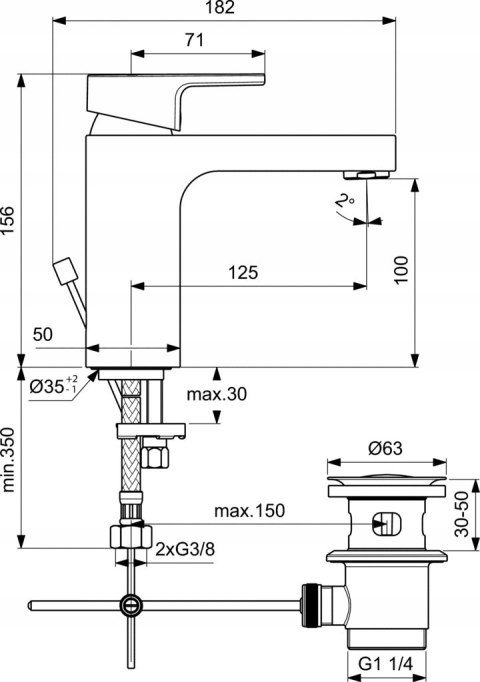 Ideal Standard Edge Bateria umywalkowa A7104 Ideal Standard Edge Bateria umywalkowa A7104
