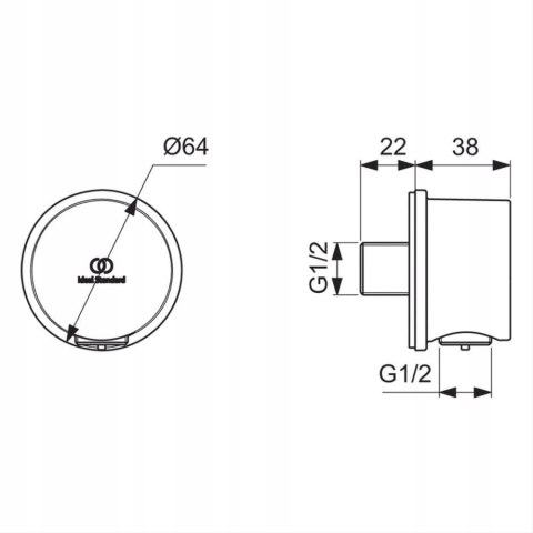 Ideal Standard Przyłącze Kątowe Ścienne BC808AA Ideal Standard Przyłącze Kątowe Ścienne BC808AA