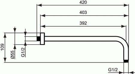 Ideal Standard Ramię deszczownicy 400mm B9445AA Ideal Standard Ramię deszczownicy 400mm B9445AA