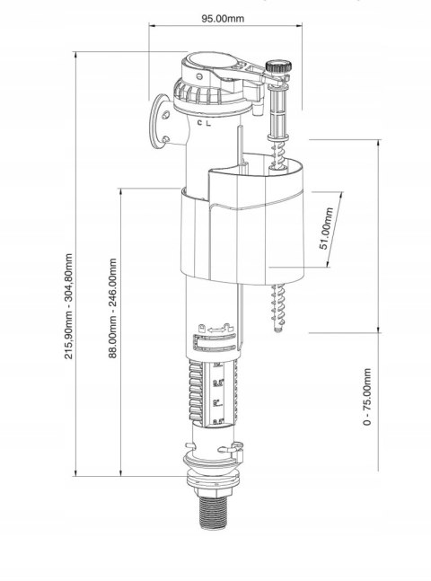 MERFLOW zawór napełniający uniwersalny 1/2 3/8 '' MERFLOW zawór napełniający uniwersalny 1/2 3/8 ''