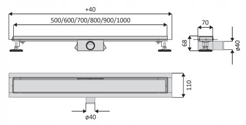 Odpływ liniowy Merflow 2w1 ruszt odwracalny 800mm złoty szczotkowany Odpływ liniowy Merflow 2w1 ruszt odwracalny 800mm złoty szczotkowany