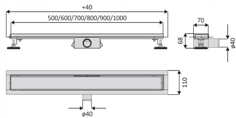 Odpływ liniowy Merflow 2w1 ruszt odwracalny 900mm stal nierdzewna Odpływ liniowy Merflow 2w1 ruszt odwracalny 900mm stal nierdzewna