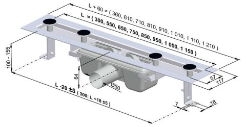 ALCAPLAST Odpływ liniowy APZ2 Professional 950mm ALCAPLAST Odpływ liniowy APZ2 Professional 950mm