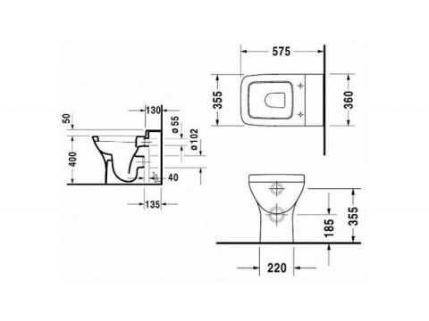 DURAVIT PURAVIDA Miska WC lejowa 36x57,5 cm 213209 DURAVIT PURAVIDA Miska WC lejowa 36x57,5 cm 213209