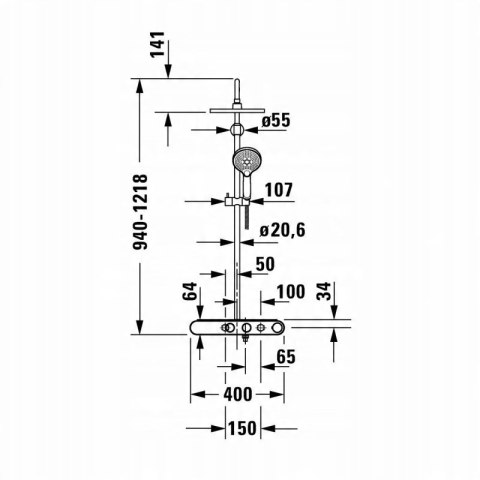 Duravit Shower Systems zestaw prysznicowy termostatyczny TH4380008005 Duravit Shower Systems zestaw prysznicowy termostatyczny TH4380008005