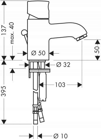 HANSGROHE UNO Bateria umywalkowa mała 38005000 HANSGROHE UNO Bateria umywalkowa mała 38005000
