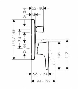 Hansgrohe Bateria wannowo-prysznicowa ścienna PuraVida 15445000