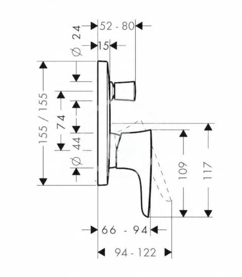 Hansgrohe Bateria wannowo-prysznicowa ścienna PuraVida 15445000 Hansgrohe Bateria wannowo-prysznicowa ścienna PuraVida 15445000