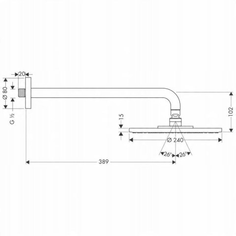 Hansgrohe Raindance Air deszczownica 24 cm z ramieniem 2747000 Hansgrohe Raindance Air deszczownica 24 cm z ramieniem 2747000