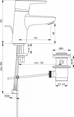 Ideal Standard Bateria umywalkowa stojąca, ścienna chrom B9914AA