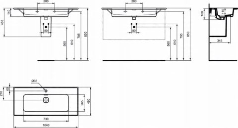 Ideal Standard Strada II umywalka 104x46 cm prostokątna biała T300401 Ideal Standard Strada II umywalka 104x46 cm prostokątna biała T300401
