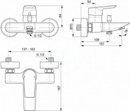 Ideal Standard Tesi Bateria wannowo-prysznicowa ścienna A6583AA