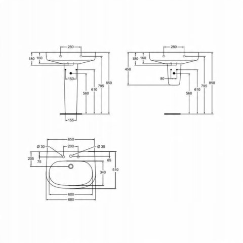 Umywalka Ideal Standard Active T088401 68cm x 51cm Umywalka Ideal Standard Active T088401 68cm x 51cm