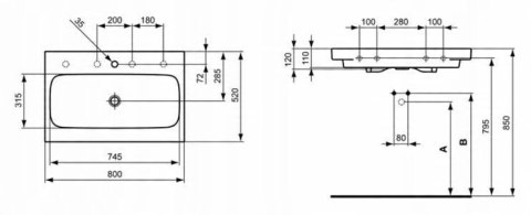 Umywalka Ideal Standard SimplyU 80cm T016101 Umywalka Ideal Standard SimplyU 80cm T016101