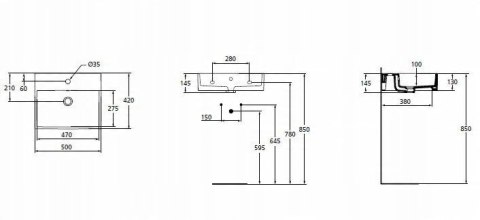 Umywalka Nablatowa prostokątna Ideal Strada standard 50 cm biały k077701 Umywalka Nablatowa prostokątna Ideal Strada standard 50 cm biały k077701