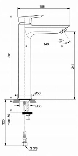 Bateria umywalkowa stojąca Ideal Standard TESI chrom A6575AA