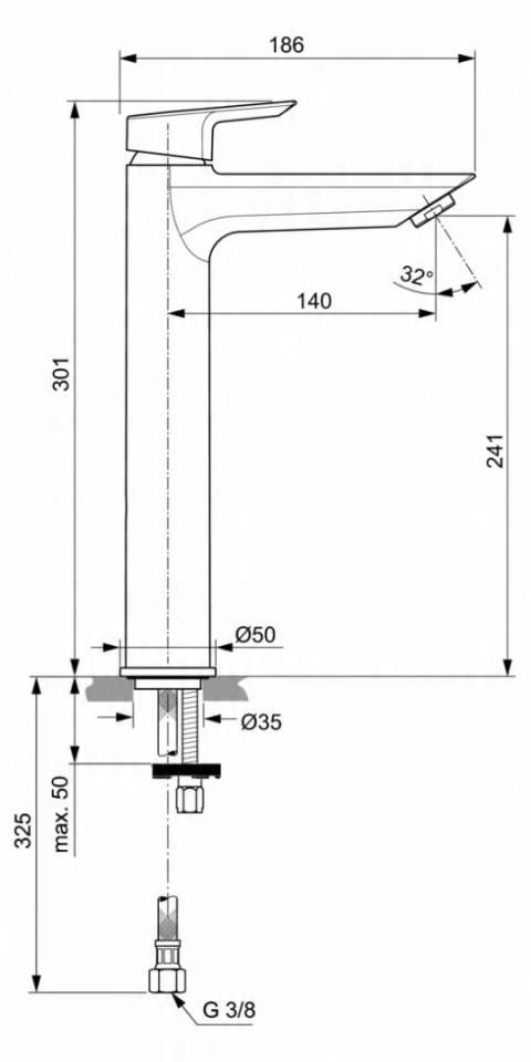 Bateria umywalkowa stojąca Ideal Standard TESI chrom A6575AA Bateria umywalkowa stojąca Ideal Standard TESI chrom A6575AA