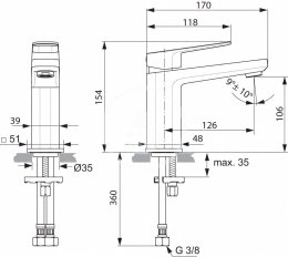 Bateria umywalkowa stojąca Ideal Standard chrom A6327AA