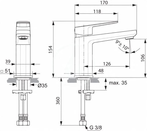 Bateria umywalkowa stojąca Ideal Standard chrom A6327AA Bateria umywalkowa stojąca Ideal Standard chrom A6327AA