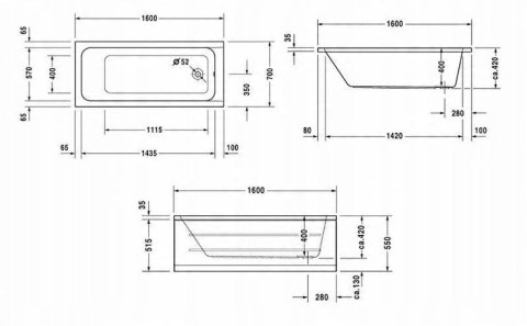 Duravit D-Code Wanna prostokątna 160x70 biała Duravit D-Code Wanna prostokątna 160x70 biała