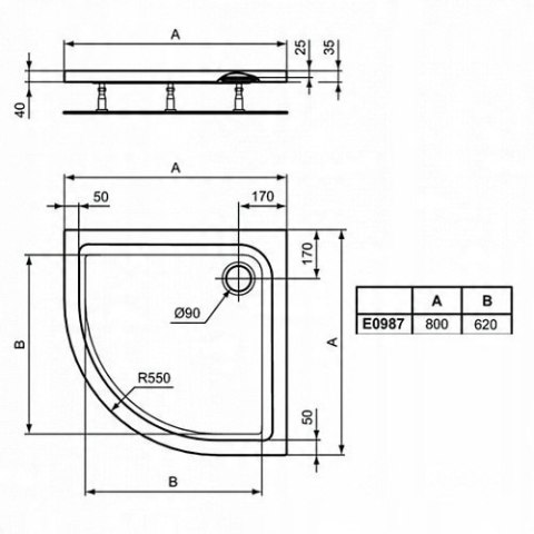 Ideal Standard brodzik półokrągły 80x80 niski SLIM Ultra Flat Ideal Standard brodzik półokrągły 80x80 niski SLIM Ultra Flat