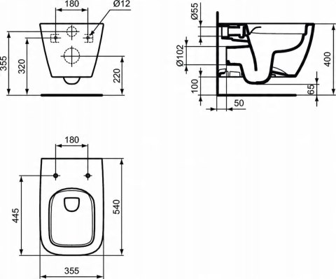 Miska podwieszana WC Rimless Ideal Standard I Life B z deską slim Miska podwieszana WC Rimless Ideal Standard I Life B z deską slim