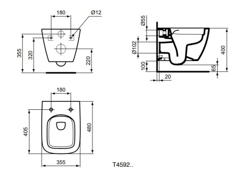Miska podwieszana WC Rimless Ideal Standard I.Life S z deską Miska podwieszana WC Rimless Ideal Standard I.Life S z deską