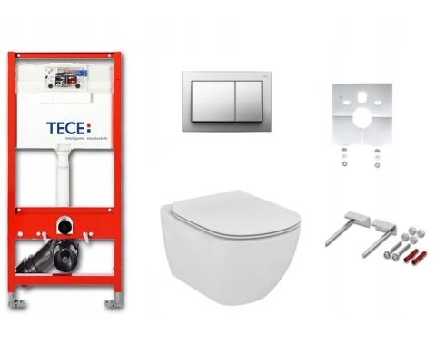 ZESTAW WC STELAŻ TECEbase chrom połysk MISKA aquablade 6w1