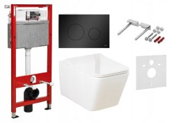 Zestaw WC 6w1 Stelaż TECE+WC Rimless + przycisk czarny mat + stelaż+ mata