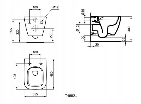 Zestaw podtynkowy STELAŻ TECE MISKA I.LIFE S 6w1 LOOP chrom