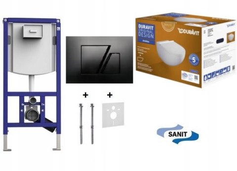 Zestaw podtynkowy WC SANIT INEO Miska Duravit 6w1 przycisk Sanit czarny