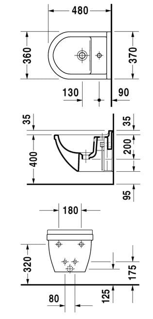 Duravit Starck 3 Bidet podwieszany prostokątny 228115