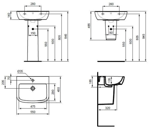 Ideal Standar Temp Umywalka T056501 55x45