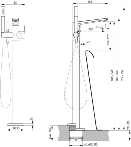 Ideal Standard Tonic II bateria wannowa chrom A6347AA