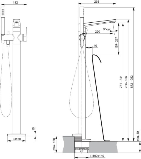 Ideal Standard Tonic II bateria wannowa chrom A6347AA