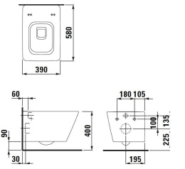Zestaw Laufen 4w1 umywalka+miska+deska+bidet