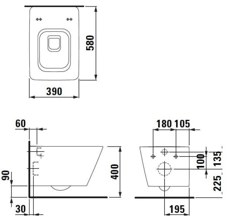 Zestaw Laufen 4w1 umywalka+miska+deska+bidet
