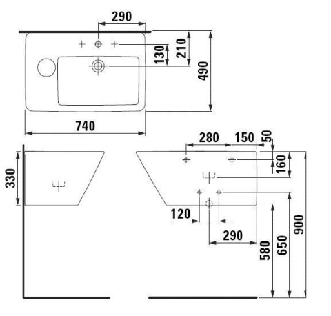 Zestaw Laufen 4w1 umywalka+miska+deska+bidet